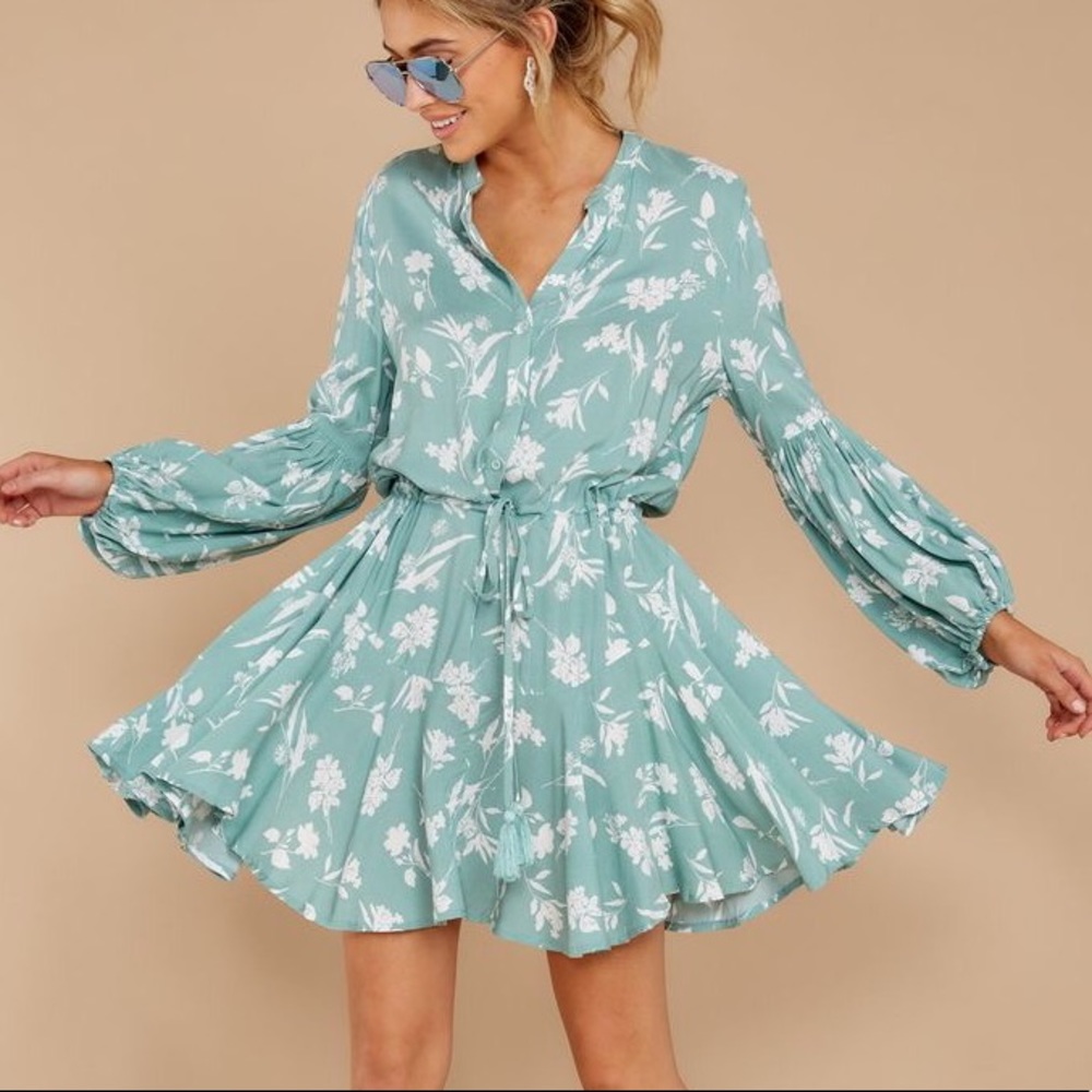 Floral Sage Green Dress